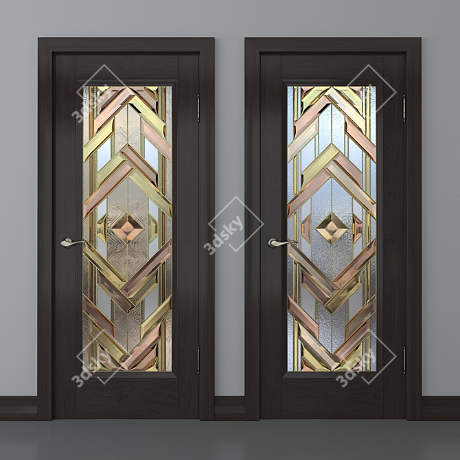 Elegant Stained Glass Door 3D model image 2