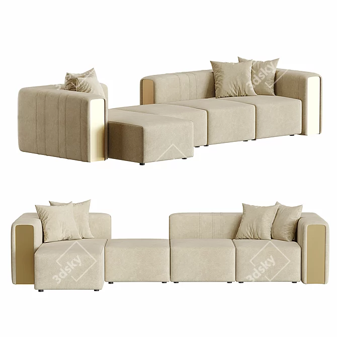 Sophisticated Italian Luz Sectional 3D model image 1