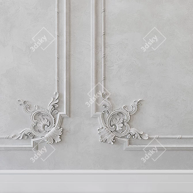 Elegant Wall Moulding for Classic Décor 3D model image 2