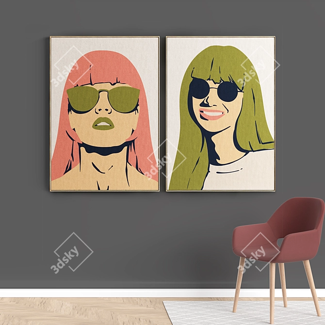 Artistic Collection: Modern Abstract Photo Frames 3D model image 2