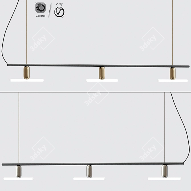 Sleek Linear Ceiling Chandelier 3D model image 1