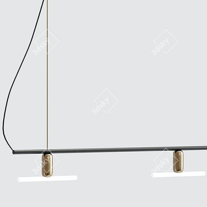 Sleek Linear Ceiling Chandelier 3D model image 2