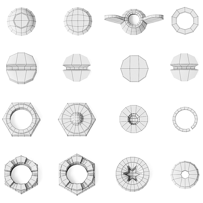 All-in-One Set of Nuts, Bolts, and Washers 3D model image 5