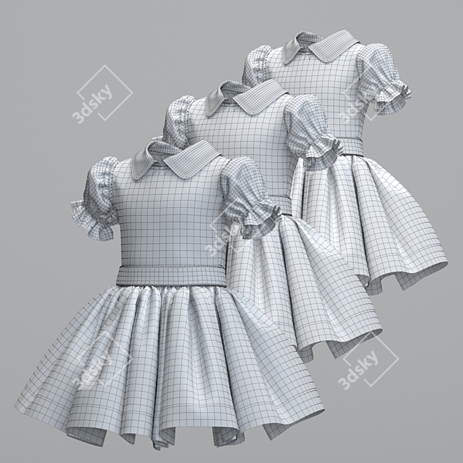 Cute Polka Dot Children's Dress 3D model image 3