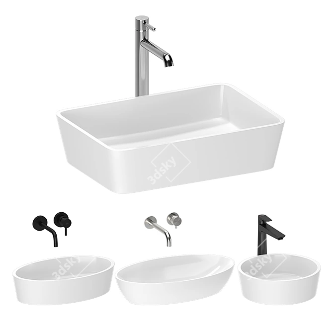 Title: Sleek Omnires Washbasin Set 3D model image 4