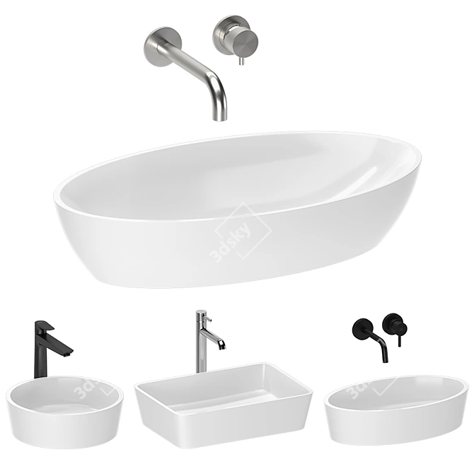 Title: Sleek Omnires Washbasin Set 3D model image 7