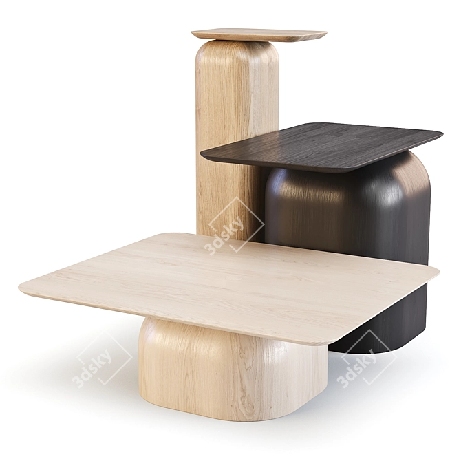 Nikari April: Solid Wood Coffee & Side Tables 3D model image 1