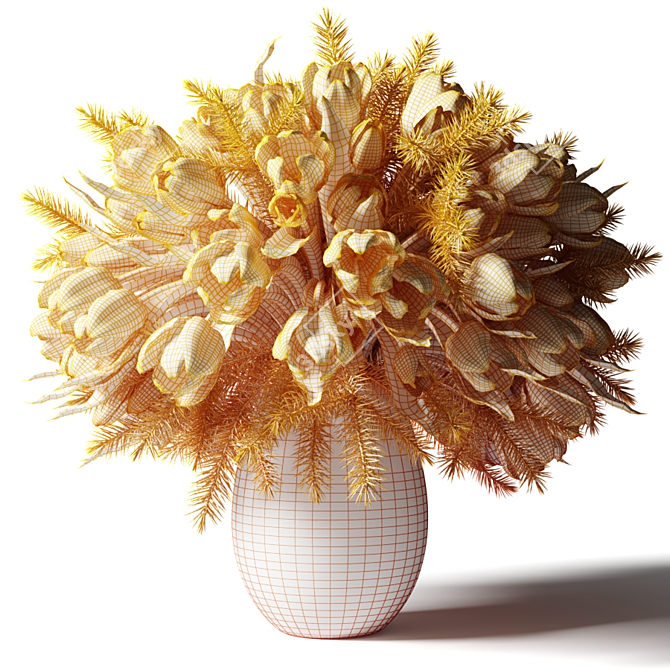 Elegant White Tulip Bouquet 3D model image 2