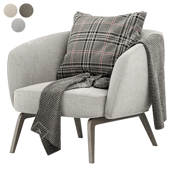 Modern Elegance: Uovo Armchair with Pillows 3D model image 3