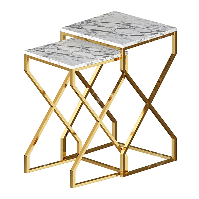 Stunning Gold Laser Cut Nesting Tables 3D model image 2