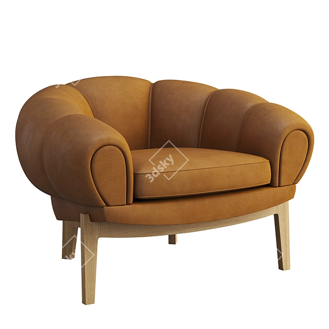 Title: Elegant Croissant Lounge Chair 3D model image 1