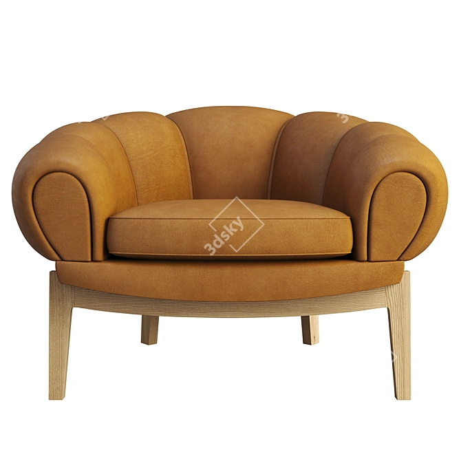 Title: Elegant Croissant Lounge Chair 3D model image 2