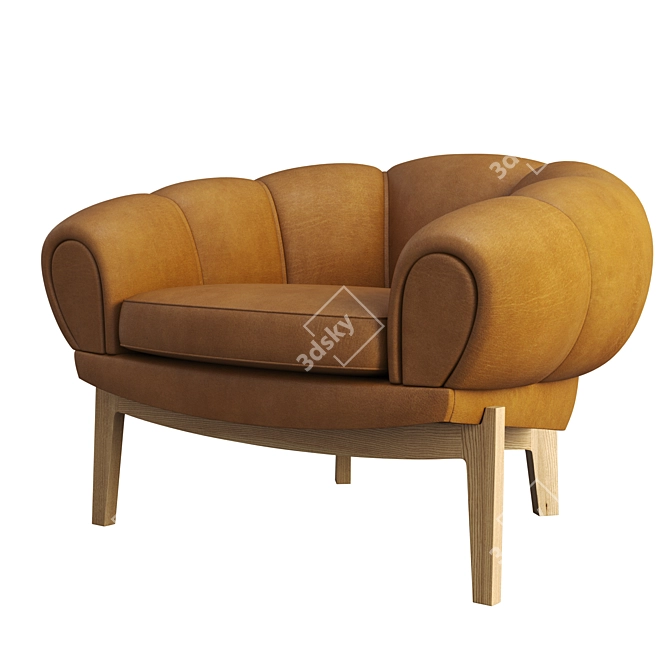 Title: Elegant Croissant Lounge Chair 3D model image 4