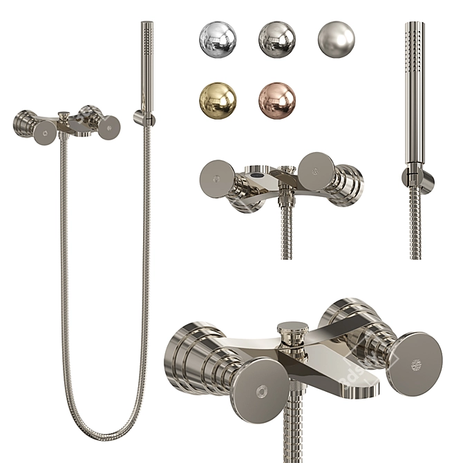 Title: Stella Titian Wall Shower Mixer 3D model image 1