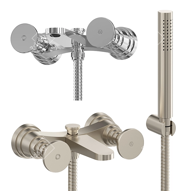 Title: Stella Titian Wall Shower Mixer 3D model image 2