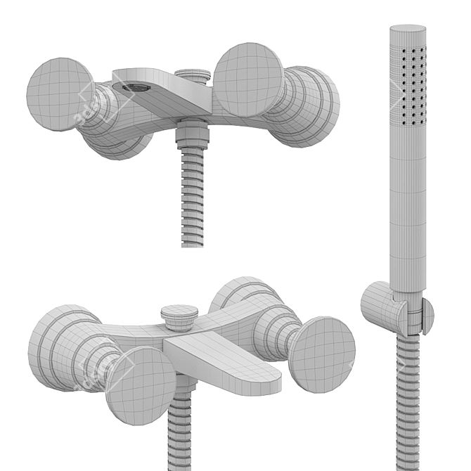 Title: Stella Titian Wall Shower Mixer 3D model image 4