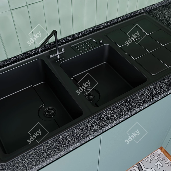 Babooteh Kitchen N02: Stylish Cabinets and Appliances 3D model image 5