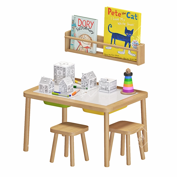 FLISAT Kids Table & Chair Set 3D model image 1