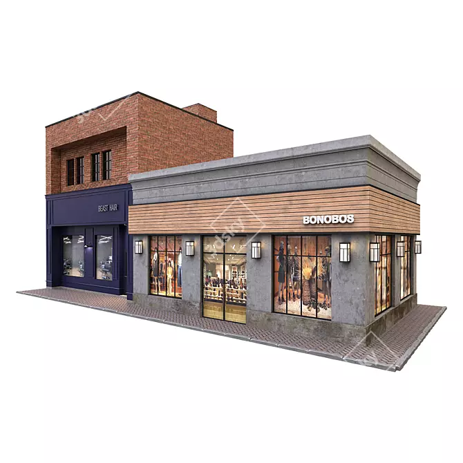 Modern Barbershop Boutique: Polygonal Design 3D model image 1