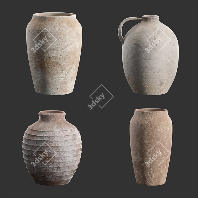 Artisan Ceramic Vases: Handcrafted Elegance 3D model image 3