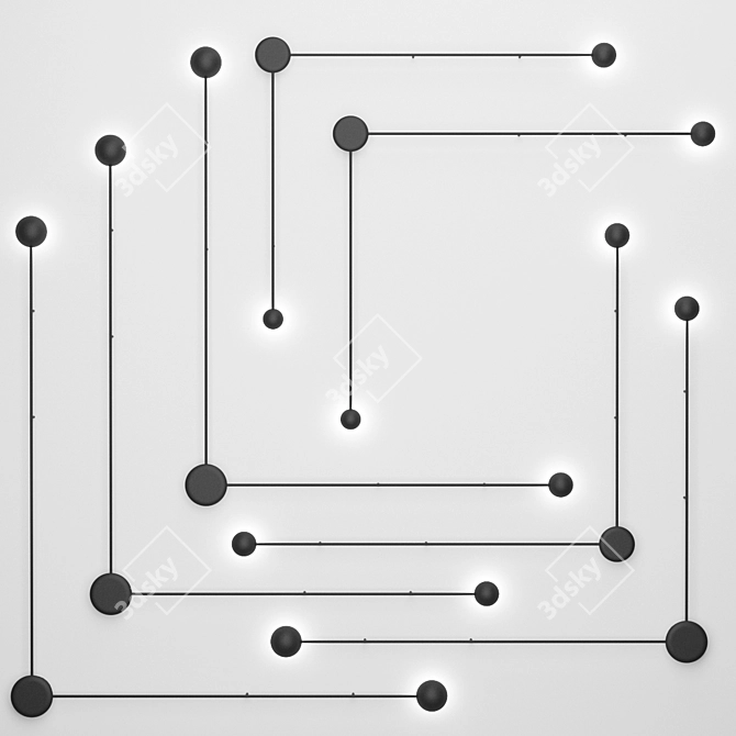 Graphic LED Wall Lamp: IT-Dots Corner 3D model image 4