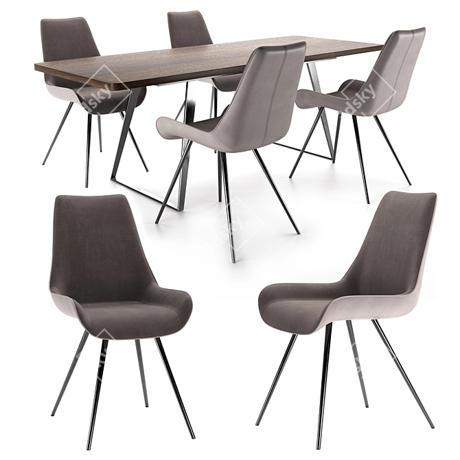 Modern Celia Chair & Vermont Table Set 3D model image 1