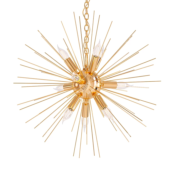 Brass Starburst Pendant Chandelier 3D model image 1