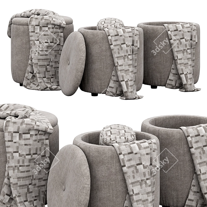 Elegant Siabella Pouf by Bloomingville 3D model image 3