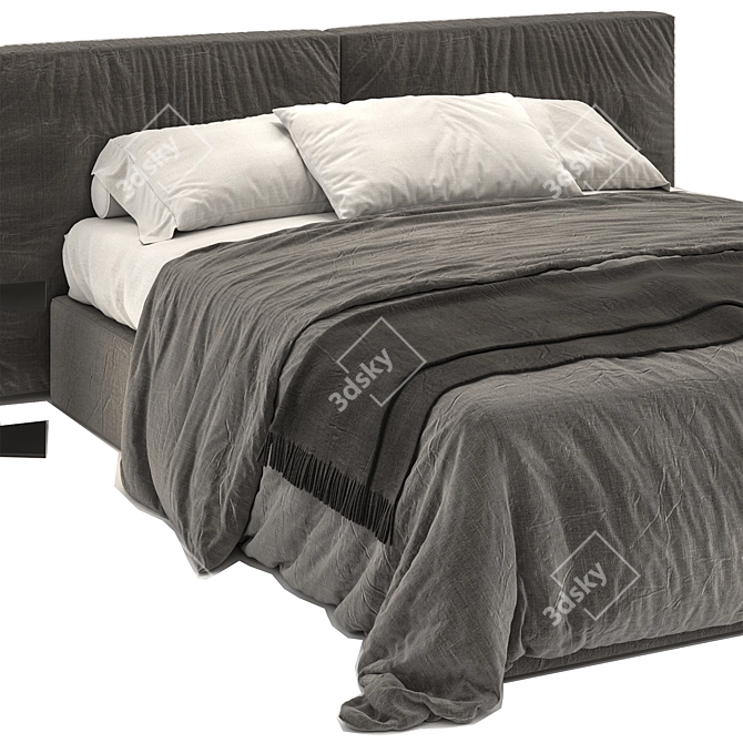 Modern Gray Bed - Ditre Italia 3D model image 2