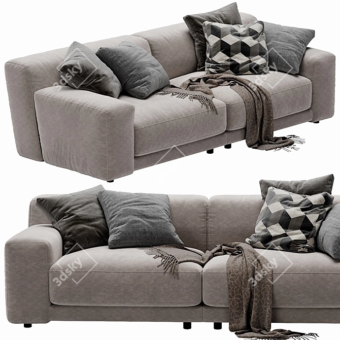 Blanche Tutto: Modern 2-Seater Sofa 3D model image 2