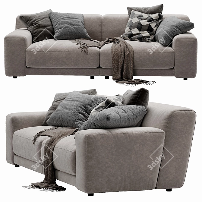 Blanche Tutto: Modern 2-Seater Sofa 3D model image 3
