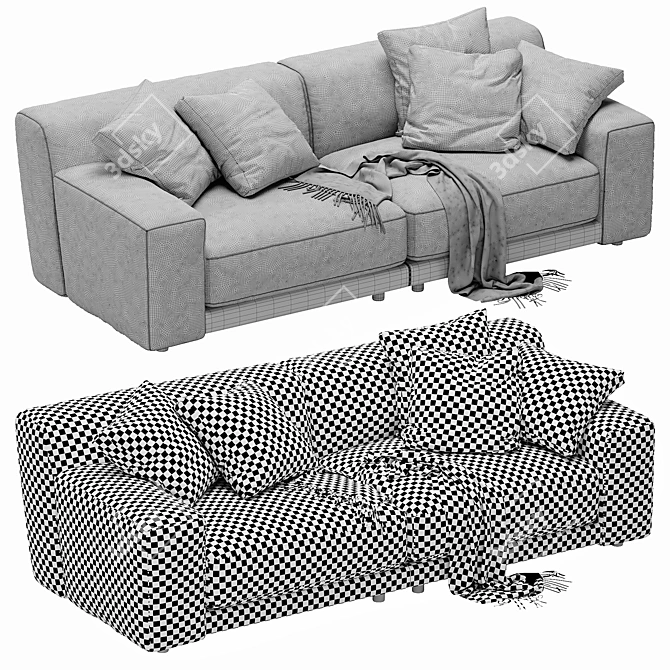 Blanche Tutto: Modern 2-Seater Sofa 3D model image 4