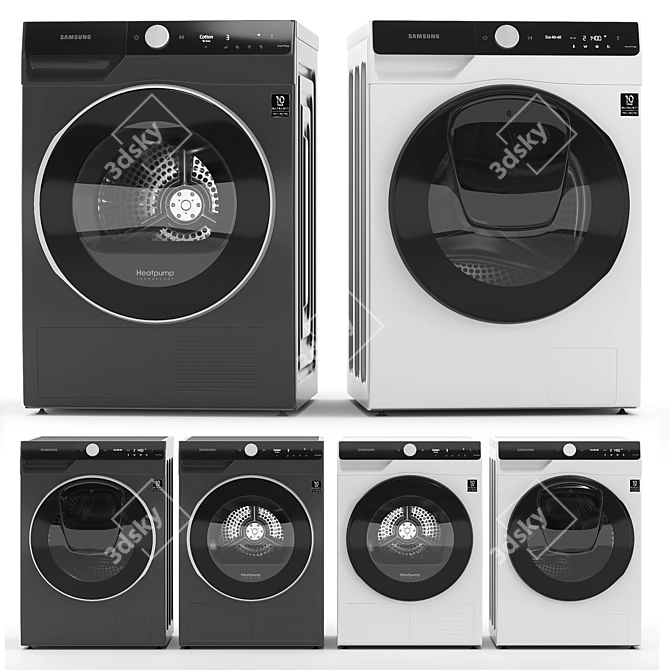 Title: Samsung Front-Load Washer & Dryer 3D model image 1