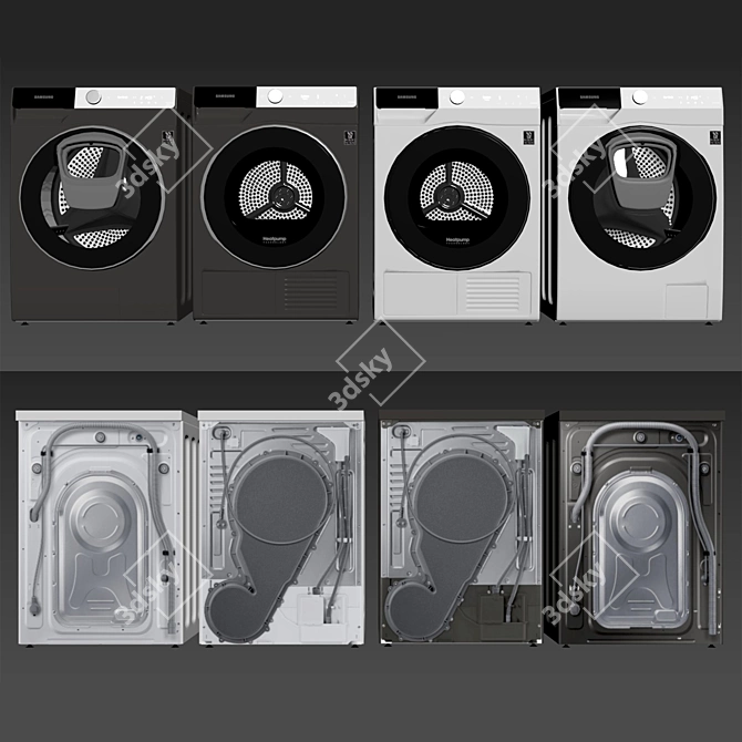 Title: Samsung Front-Load Washer & Dryer 3D model image 6