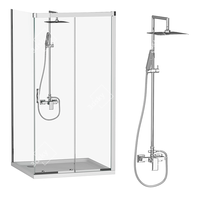 Cezares Shower Corner Set: Stylish and Versatile 3D model image 6