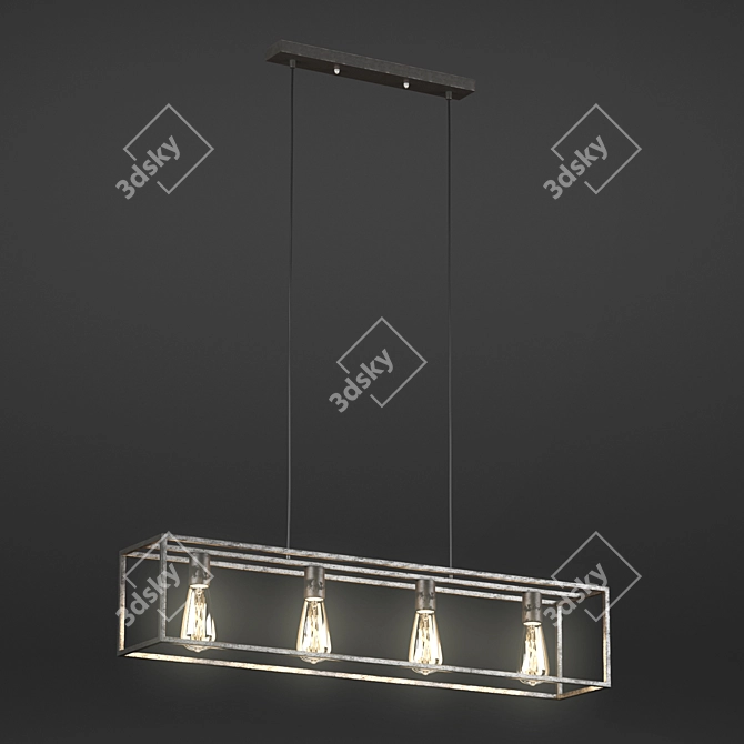 Industrial Silver Metal Ceiling Light 3D model image 2