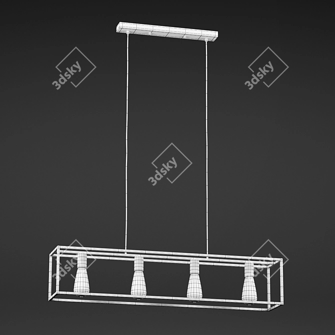 Industrial Silver Metal Ceiling Light 3D model image 4