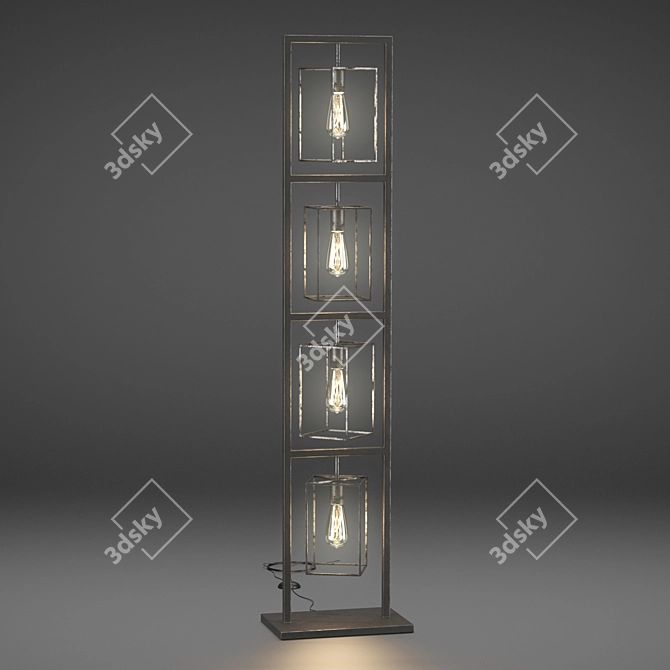 Industrial Vintage Floor Lamp 3D model image 2