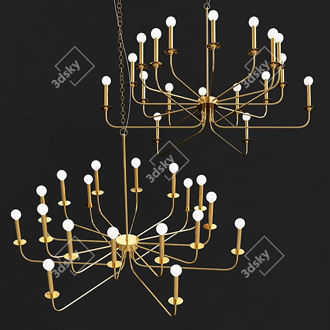 Sleek Elegance: Breck 2-Tier Chandelier 3D model image 2