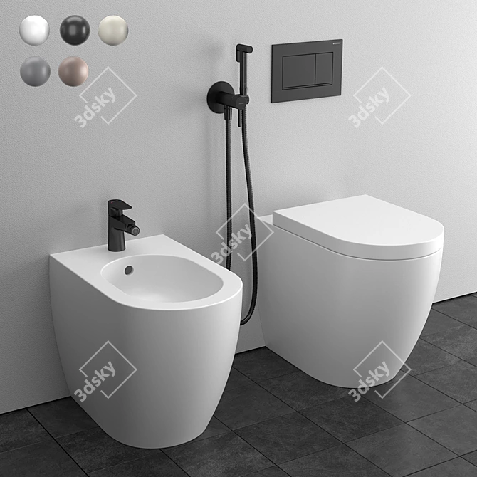 Cielo Smile Back to Wall WC/Bidet - Italian Design with Geberit and Hansgrohe 3D model image 1