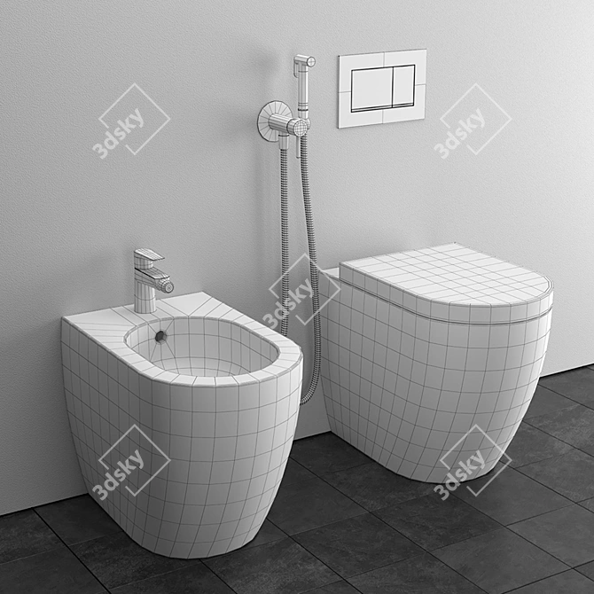 Cielo Smile Back to Wall WC/Bidet - Italian Design with Geberit and Hansgrohe 3D model image 3