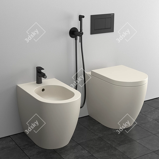 Cielo Smile Back to Wall WC/Bidet - Italian Design with Geberit and Hansgrohe 3D model image 4