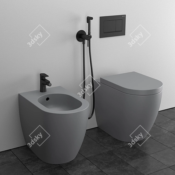 Cielo Smile Back to Wall WC/Bidet - Italian Design with Geberit and Hansgrohe 3D model image 5