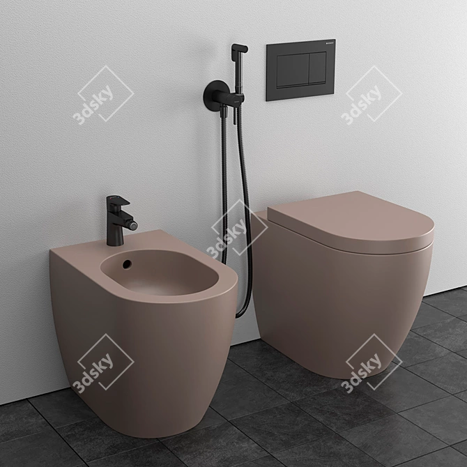 Cielo Smile Back to Wall WC/Bidet - Italian Design with Geberit and Hansgrohe 3D model image 6