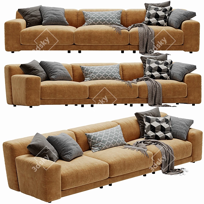 Modern Blanche Tutto 3-Seater Sofa 3D model image 1