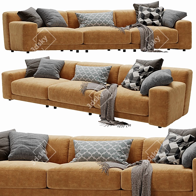 Modern Blanche Tutto 3-Seater Sofa 3D model image 3