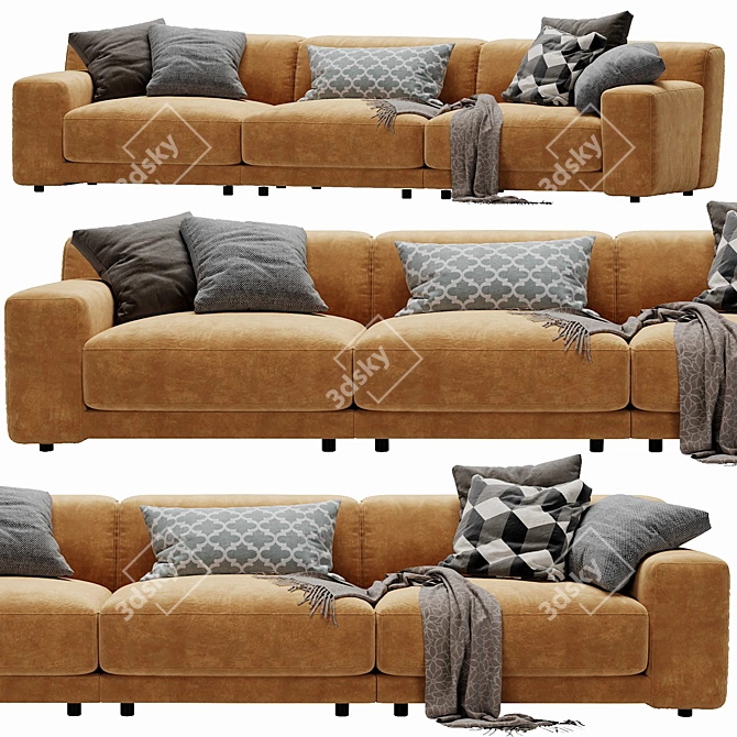 Modern Blanche Tutto 3-Seater Sofa 3D model image 5