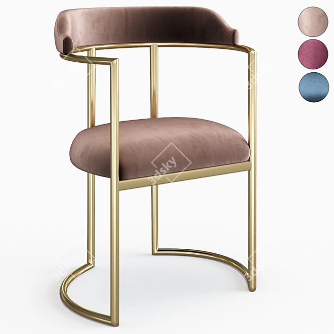 Acapulco Velvet Arm Chair: Luxurious & Stylish 3D model image 1