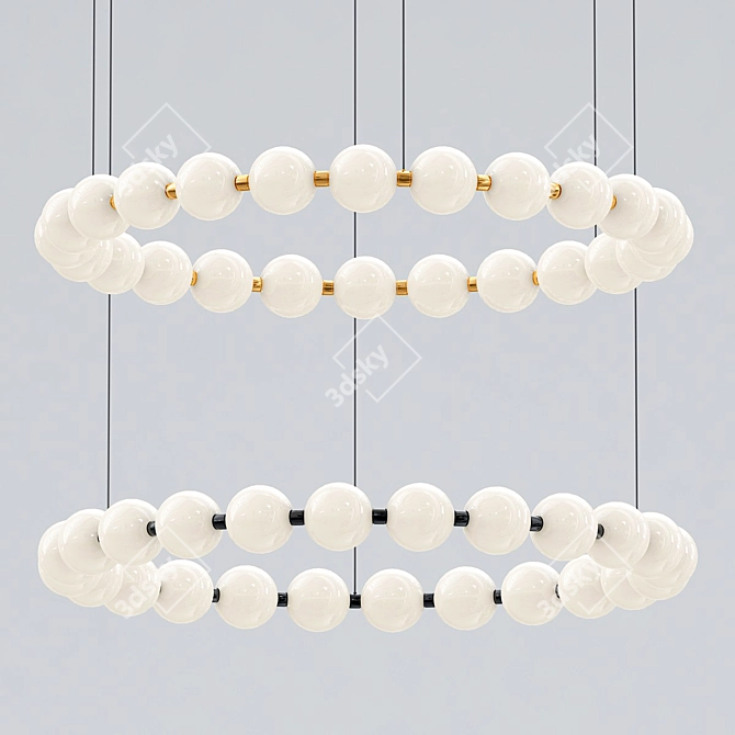 Elegant LED Chandelier with Glass Spheres 3D model image 1