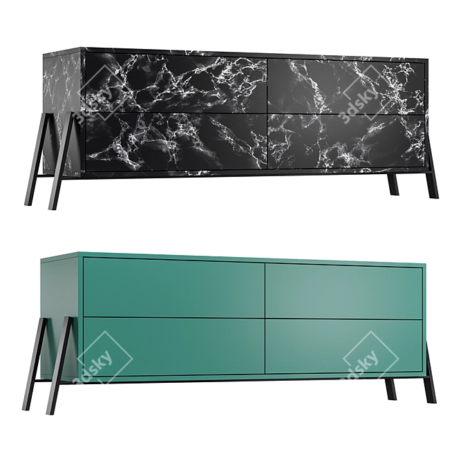 Modern TV Stand TSD4 - Sleek Design & Ample Storage 3D model image 2